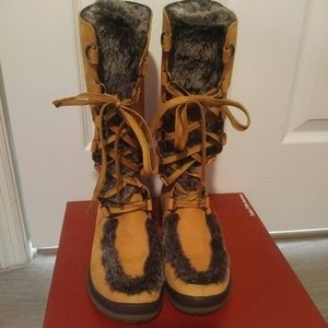 Timberland Suede/Fur Lace Up Boots
